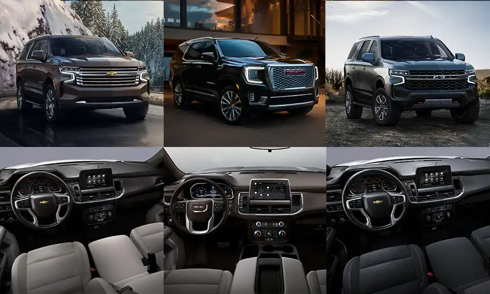 SUV cars with bench seat in front: Chevrolet Suburban, GMC Yukon, Chevy Tahoe